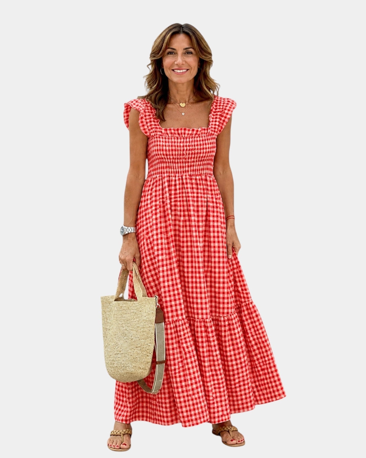 Inaëlle | Vintage kockované maxi šaty