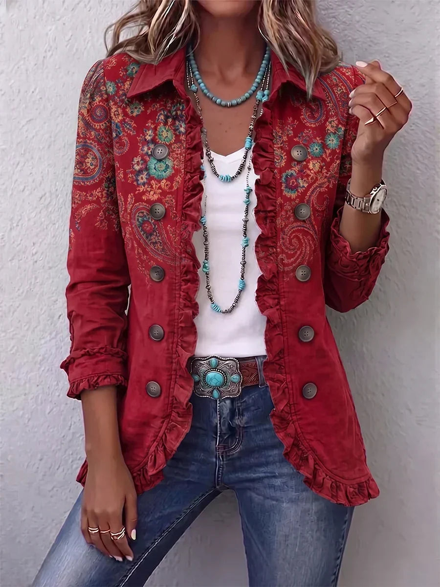 Sophia | Boho bunda s volánmi a vzorom paisley