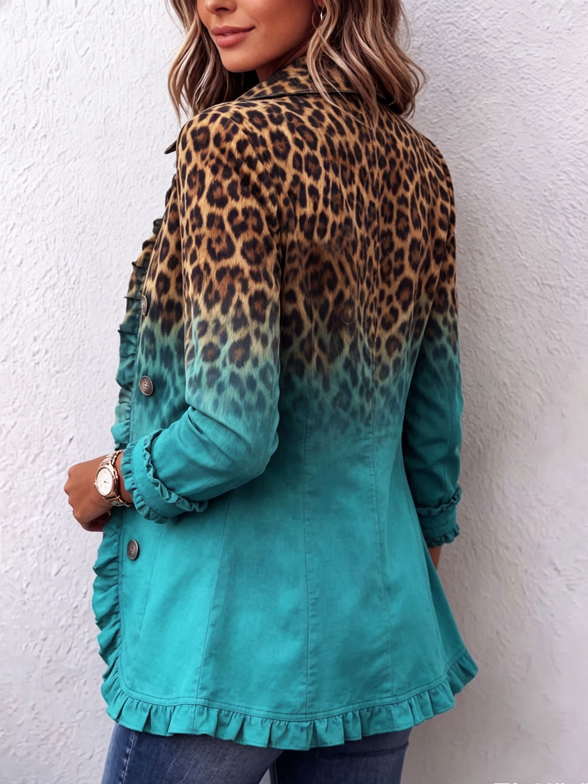 Emma | Sako s volánmi a ombré leopardím vzorom